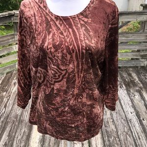 Naturally Yours brown patterned velour shirt XL